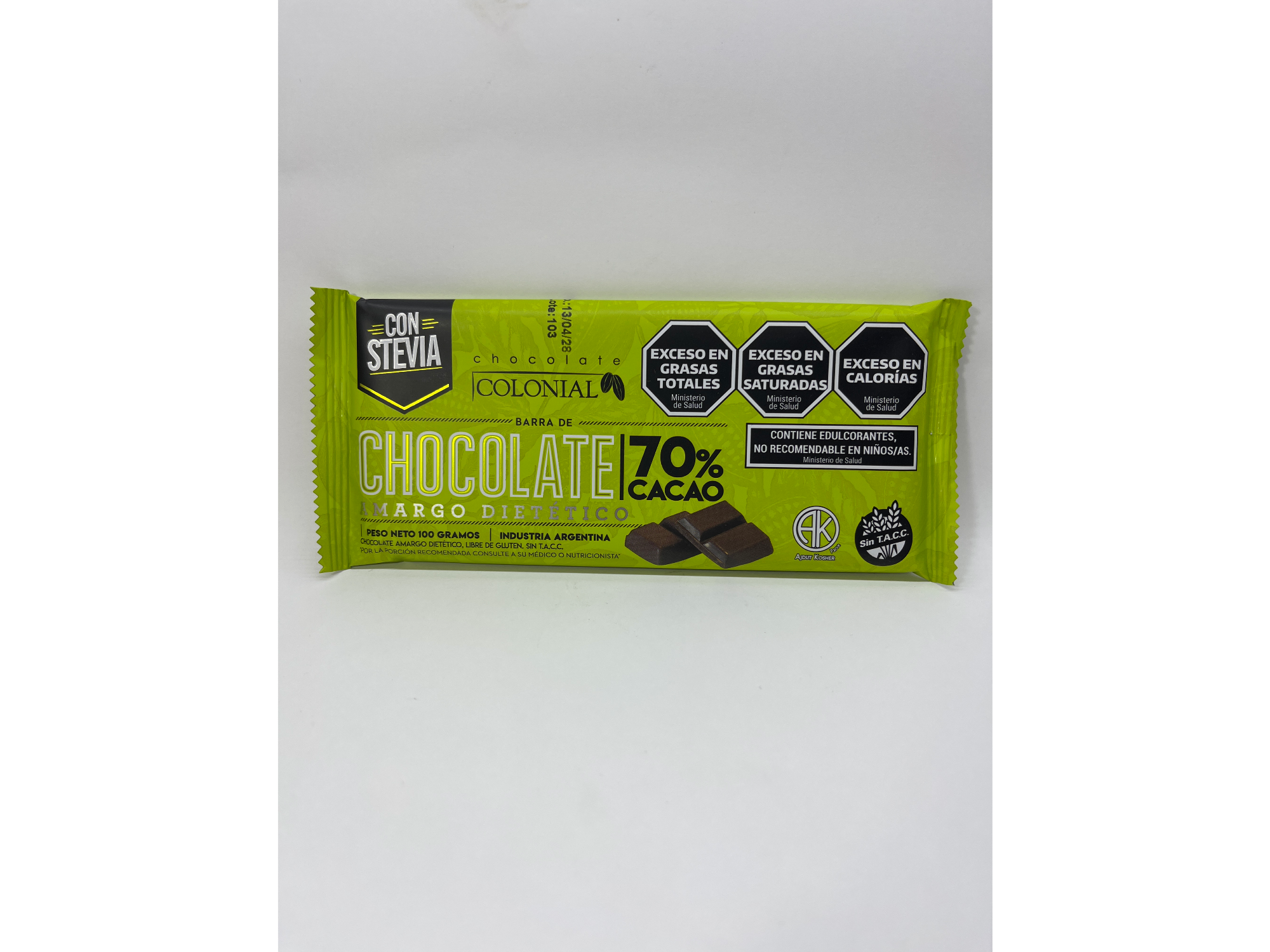 Colonial con Stevia 70% Cacao 100 gr