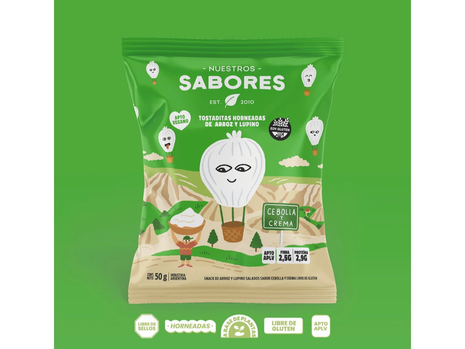 Tostadas de Arroz y lupino cebolla y crema sin tacc x 50 gr