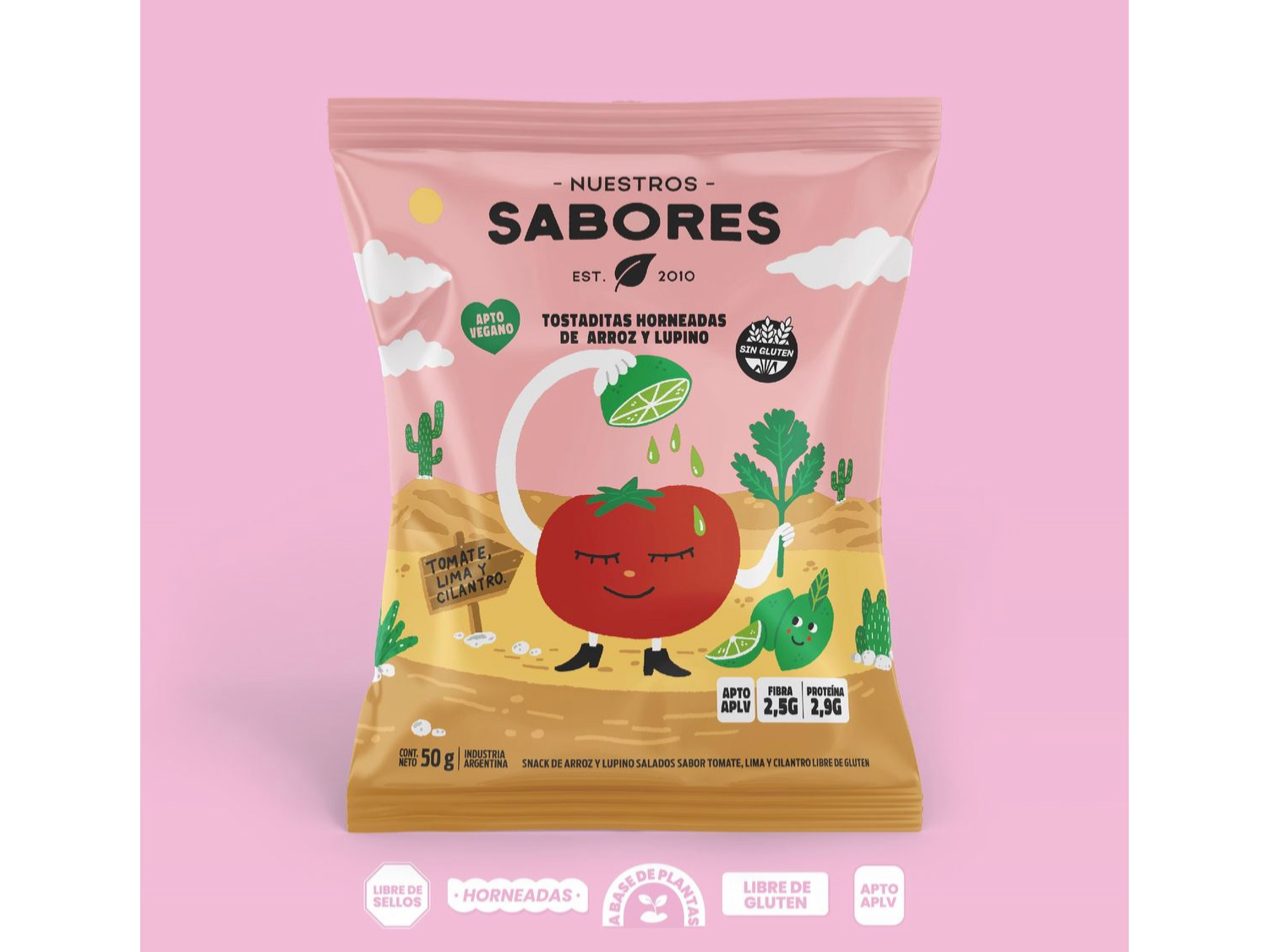 Tostadas de Arroz y lupino tomate lima y cilantro sin tacc x 50 gr