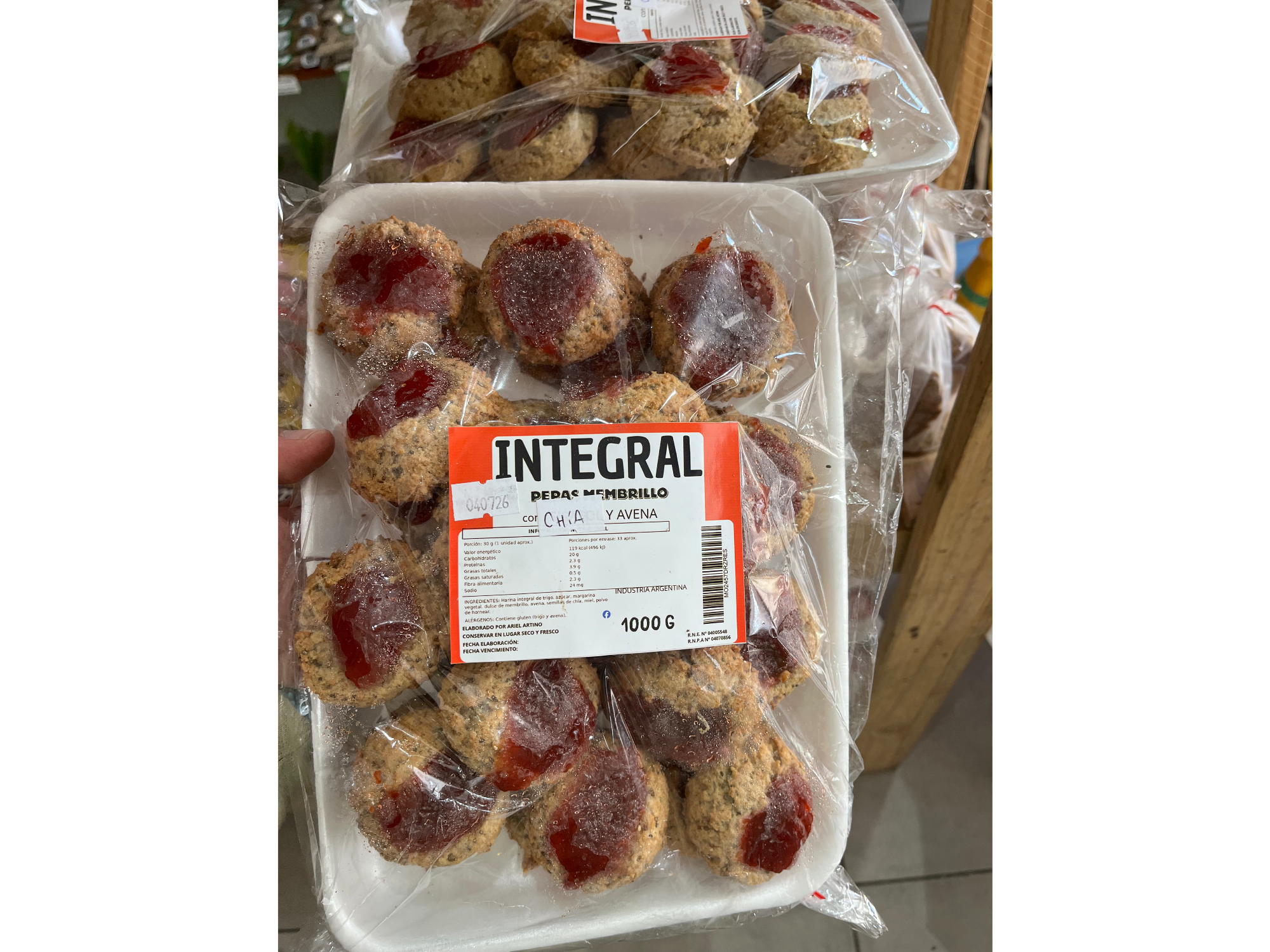 Pepas integrales de membrillo con chia y avena.