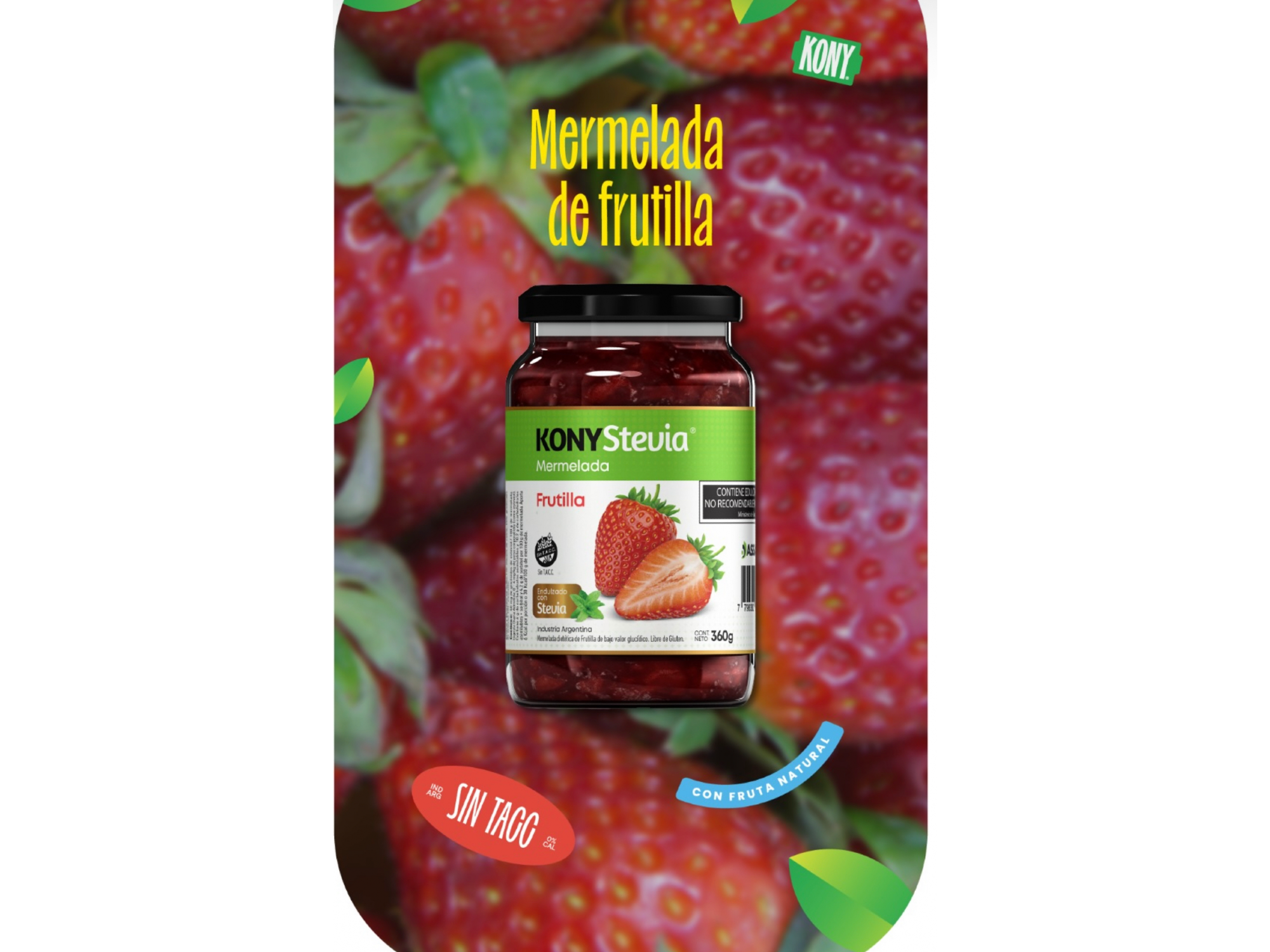 Mermelada de Frutilla con Stevia Kony 360 gr ( sin azúcar)