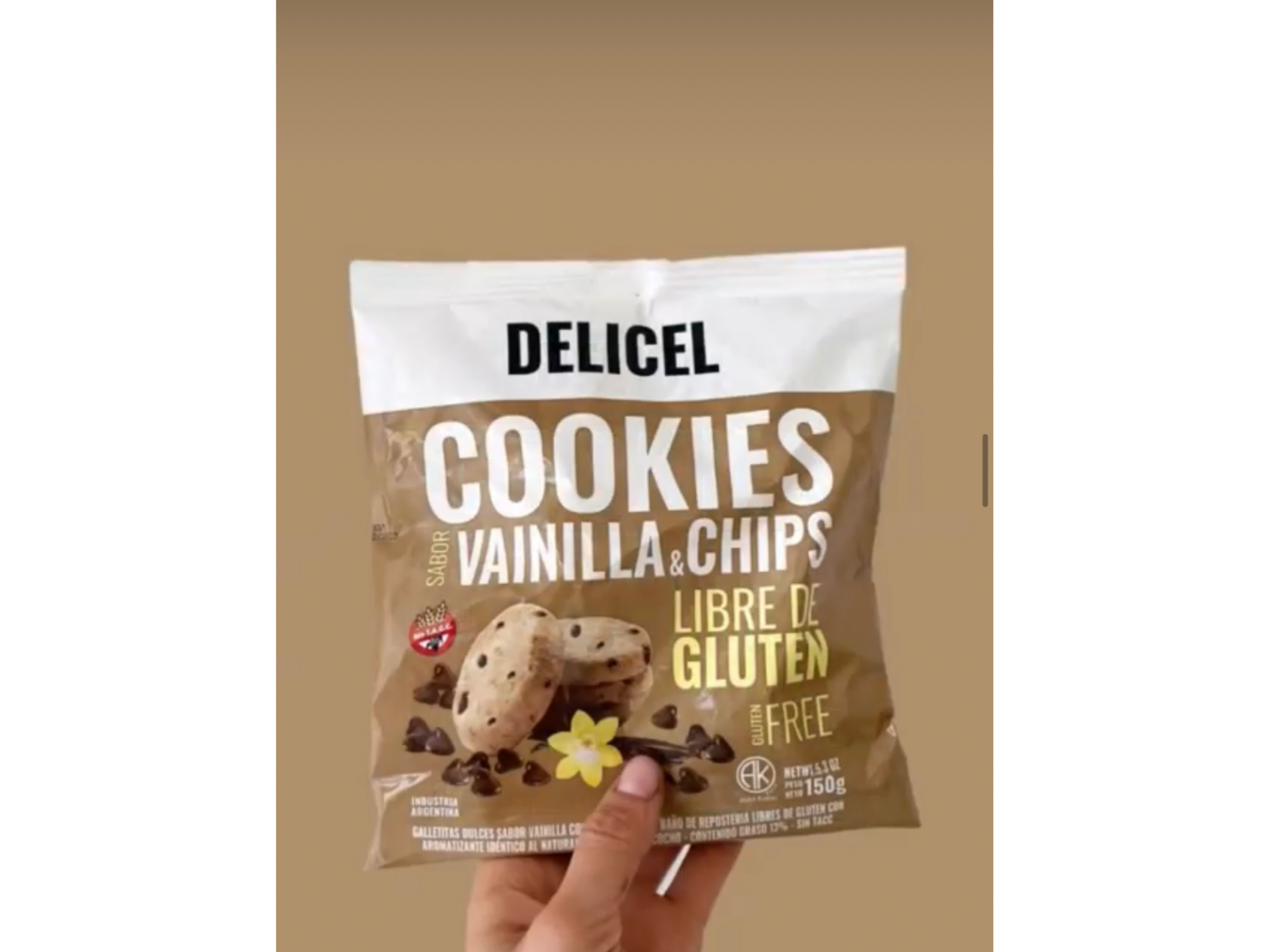 Galletitas sabor vainilla y chips x 150 gr Delicel sin tacc