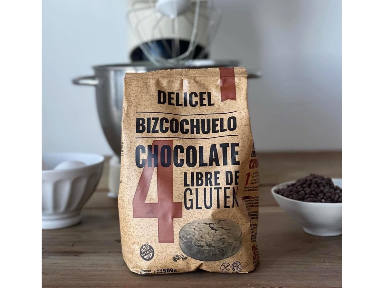 Premezcla Bizcochuelo de Chocolate Delicel x 500 gr sin tacc