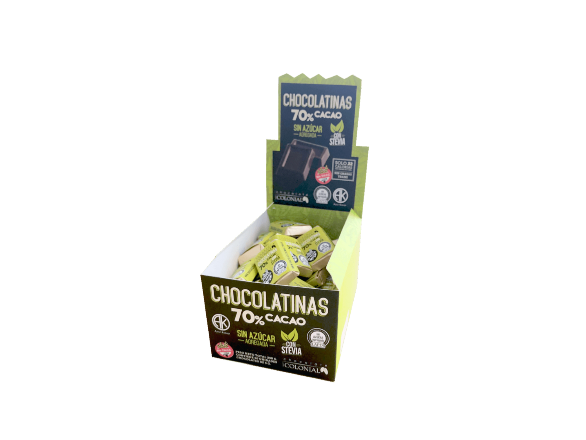 Chocolatin Colonial choco 70% x 5 gr sin tacc