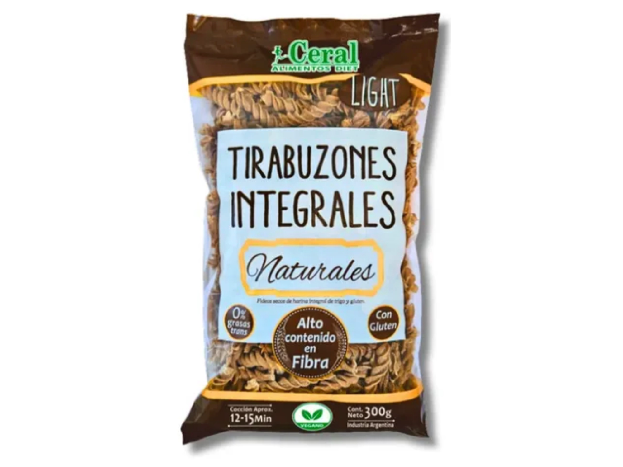 Fideos integrales tirabuzon naturales x 300 gr Cereal