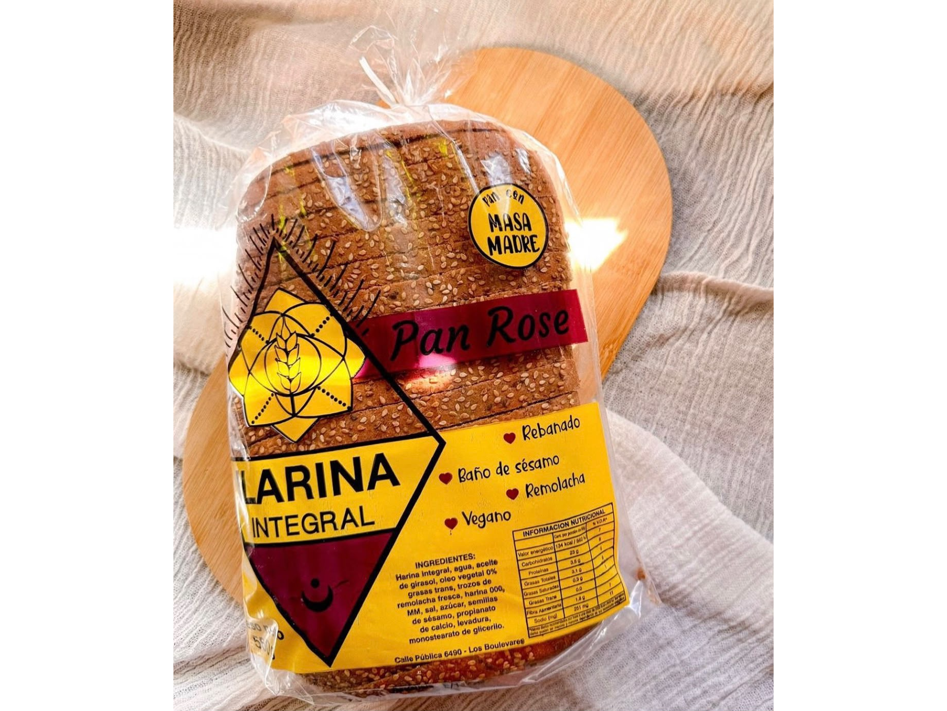 Pan Rose remolacha semillas, masa madre X560gr (rebanado)