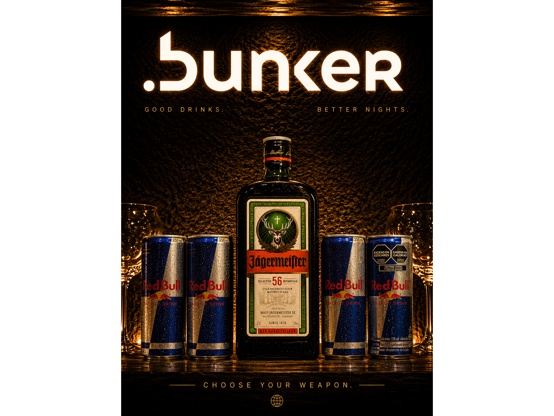 JAGERMEISTER 700ml + 4 REDBULL 250ml