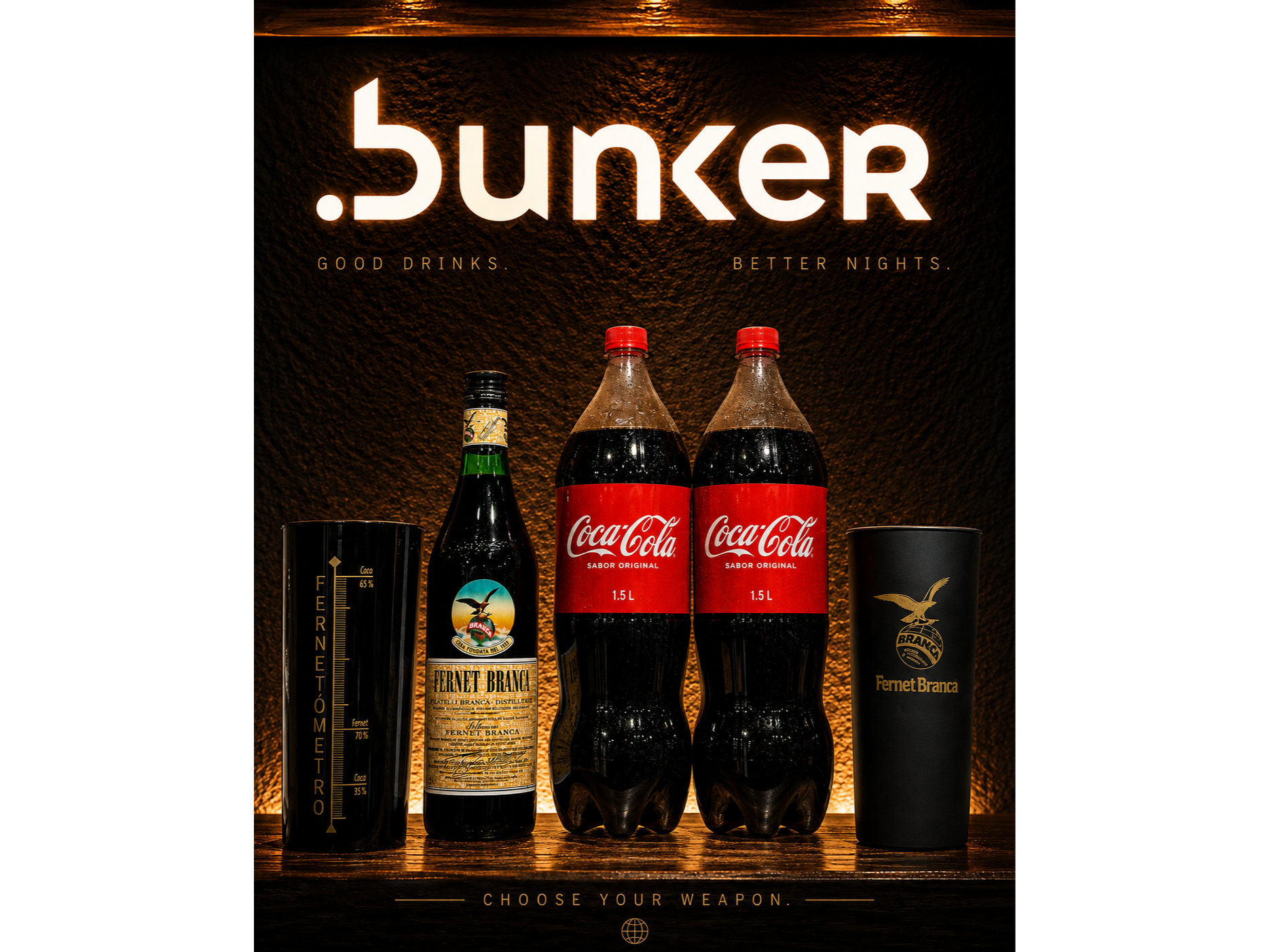 FERNET 750ml + 2 COCA COLA 1.5L