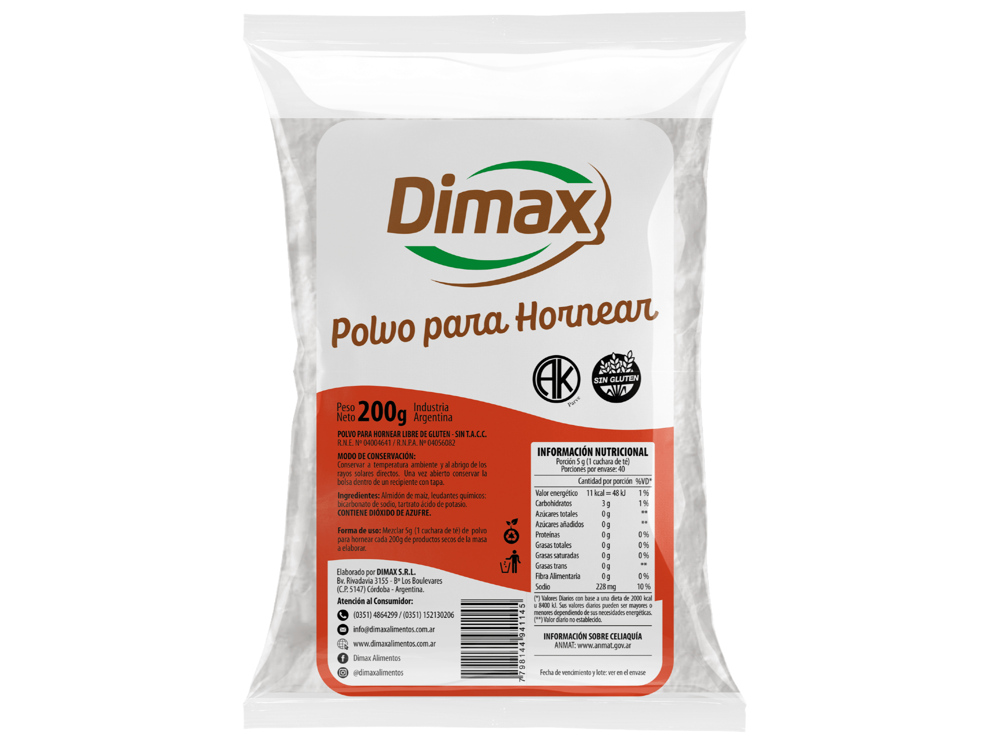 POLVO PARA HORNEAR S/TACC DIMAX X 200 GRS