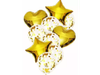 SET DE GLOBLOS ESTRELLA CORAZON DORADO X 10 UNIDADES