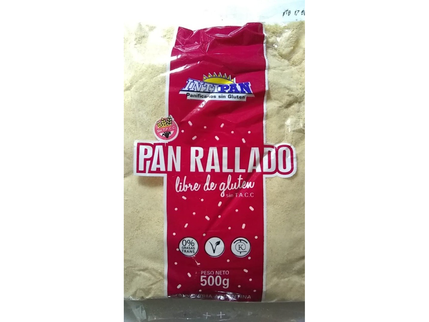 PAN RALLADO SIN GLUTEN INTIPAN X 500 GR