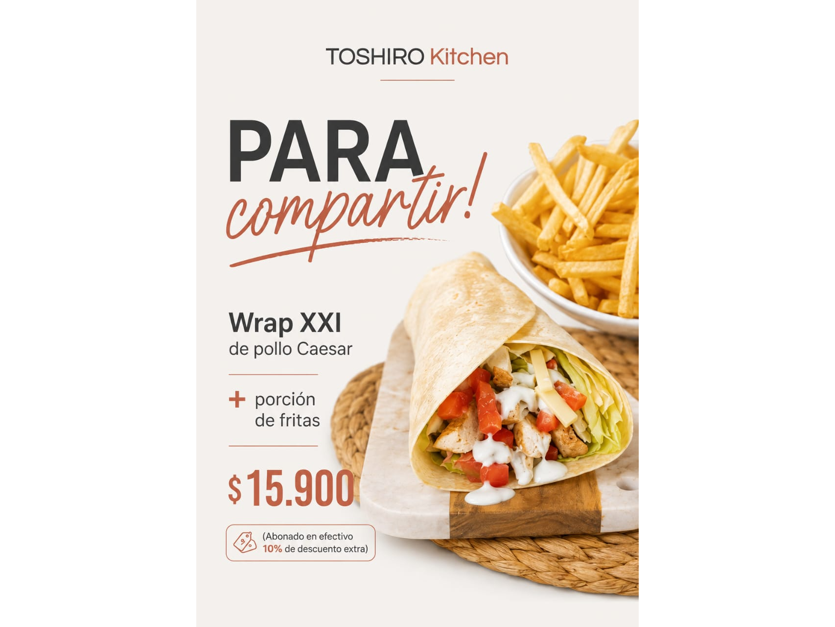 Wrap XXL Caesar + Porción de Fritas