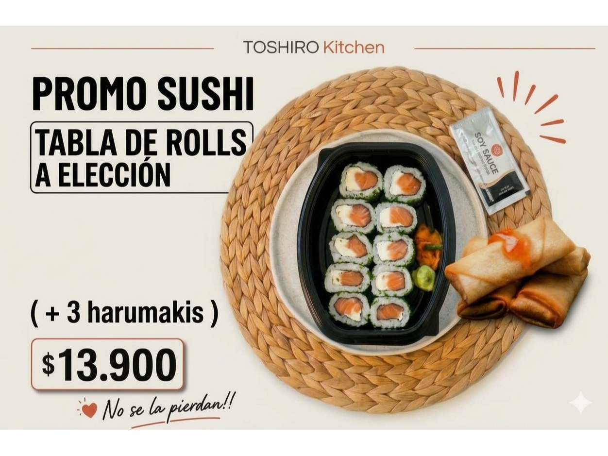 Tabla de Sushi + 3 Harumakis
