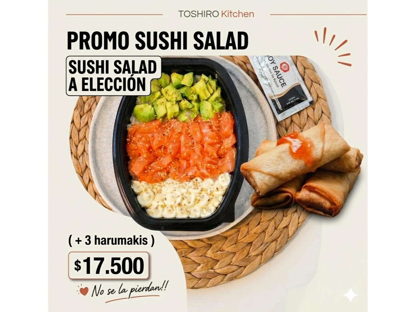 Sushi Salad + 3 Harumakis