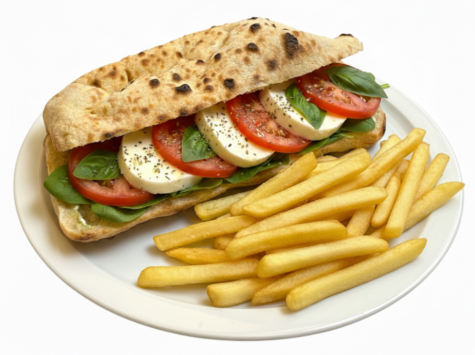 Sándwich Caprese + Papas Fritas