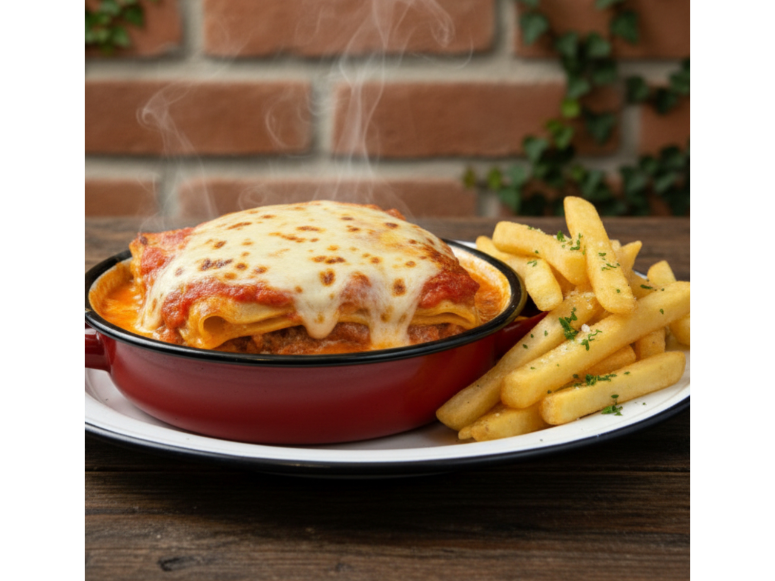 Lasaña Boloñesa + Papas Fritas