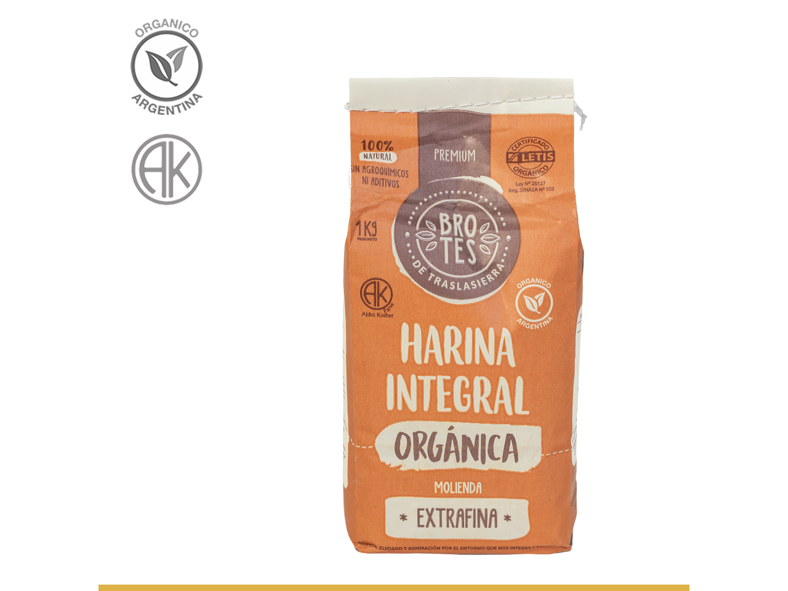 Harina integral organica extrafina x 1kg