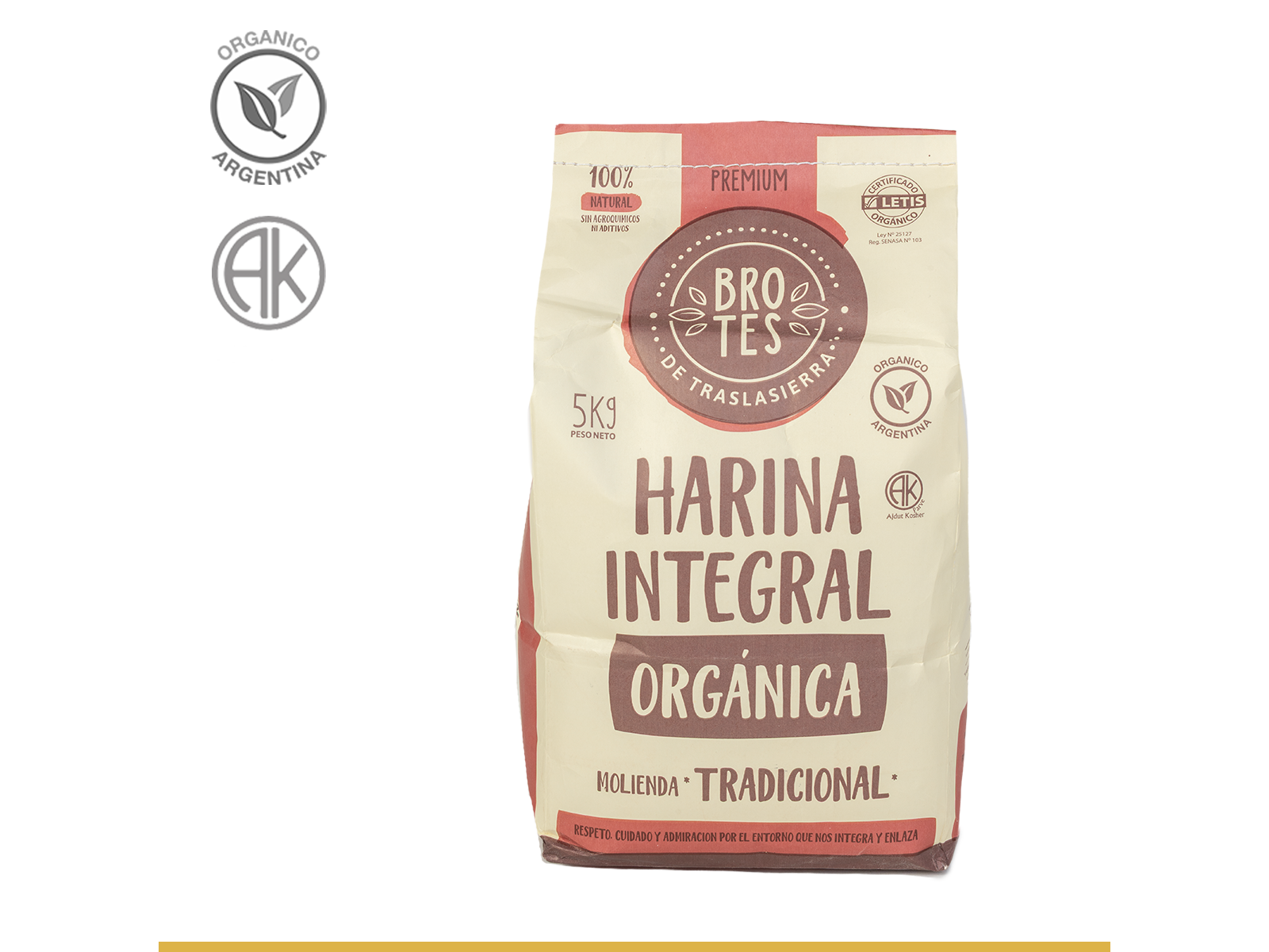 Harina integral organica tradicional x 5kg