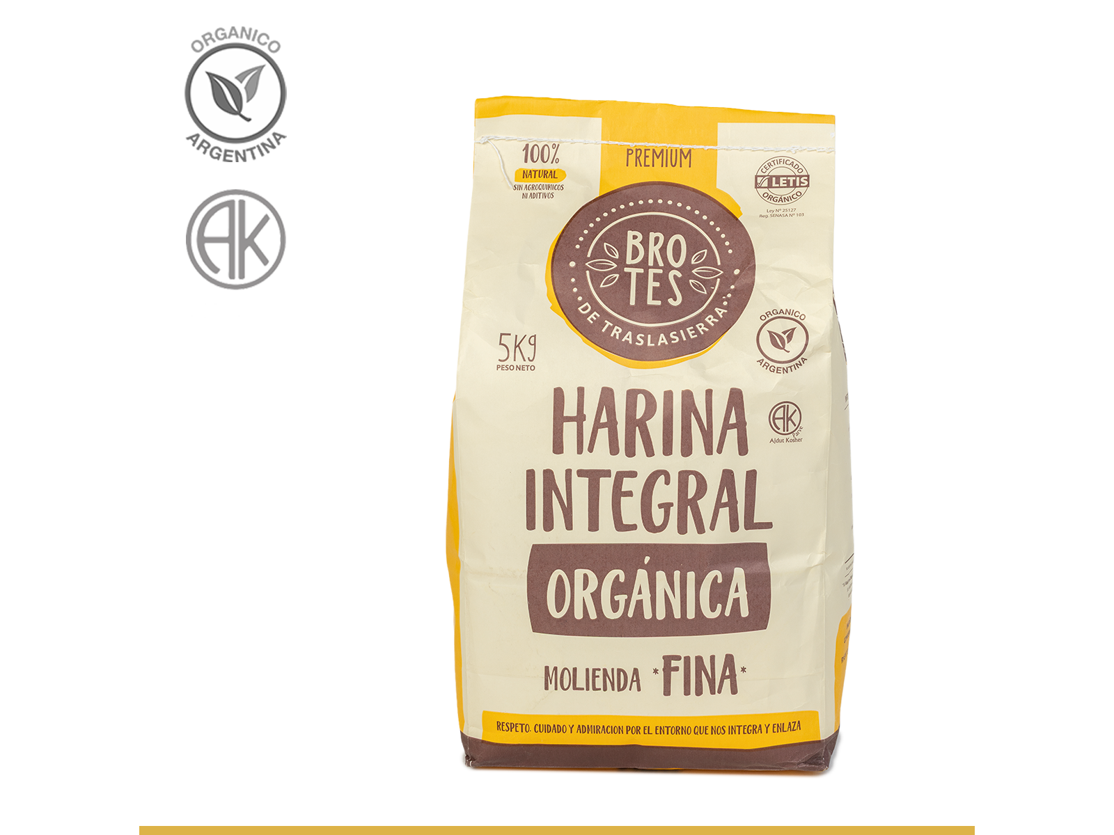 Harina integral organica fina x 5kg