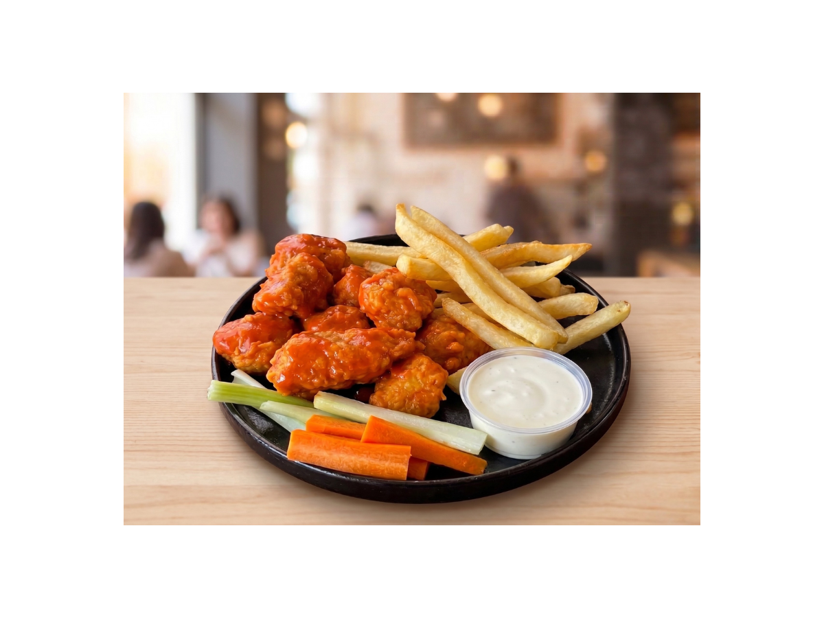 300 gr de boneless con papas a la francesa.
