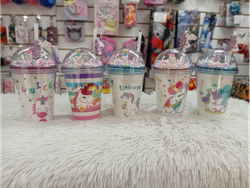 VASO PLASTICO DOBLE CAPA TRANSPARENTE SIN LUZ CON BOLITAS - COD.: 287