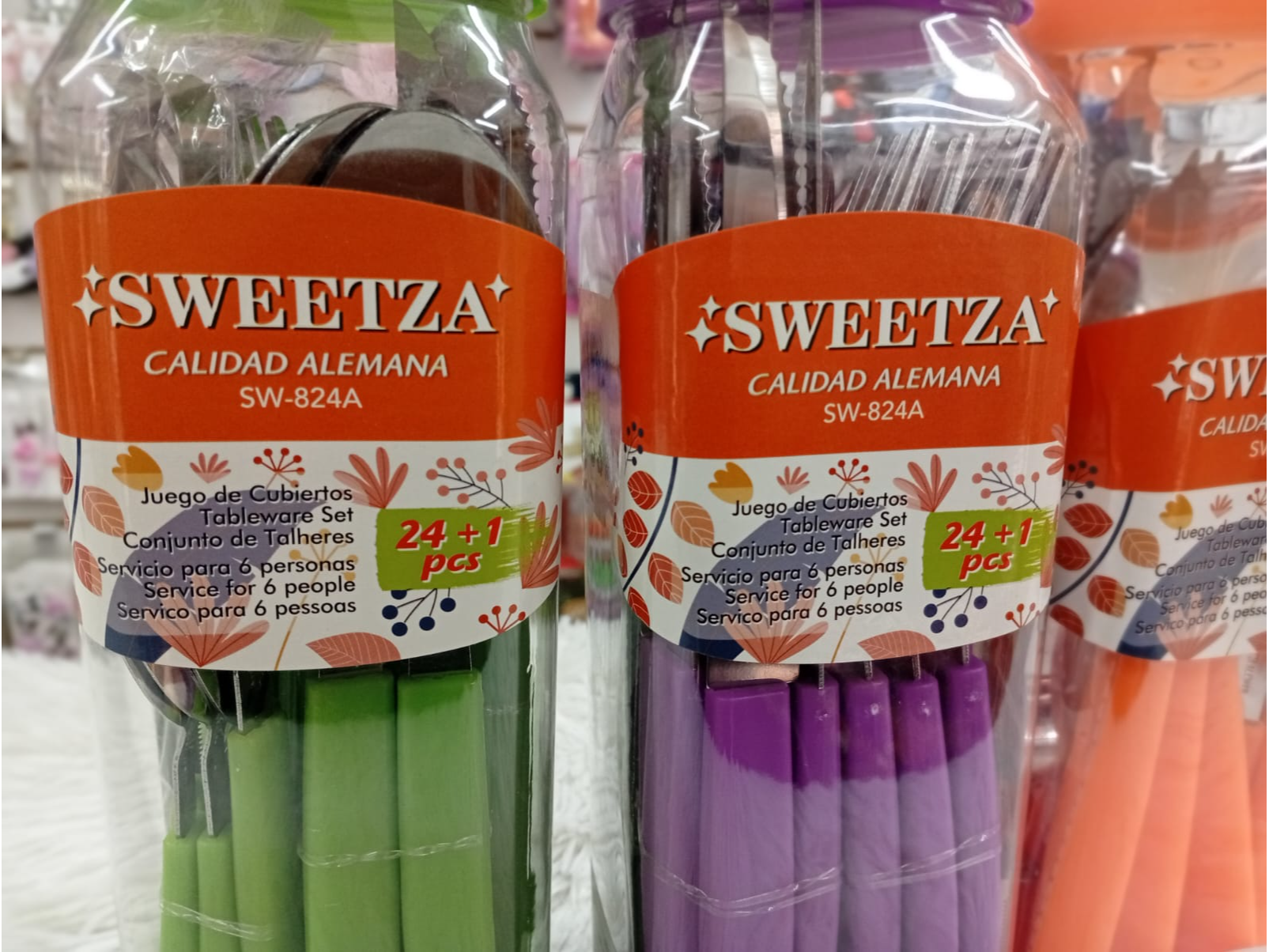 CUBIERTOS EN TUBITO PLASTICO TRANSPARENTE 24pcs. + PELA PAPA - COD.: 314