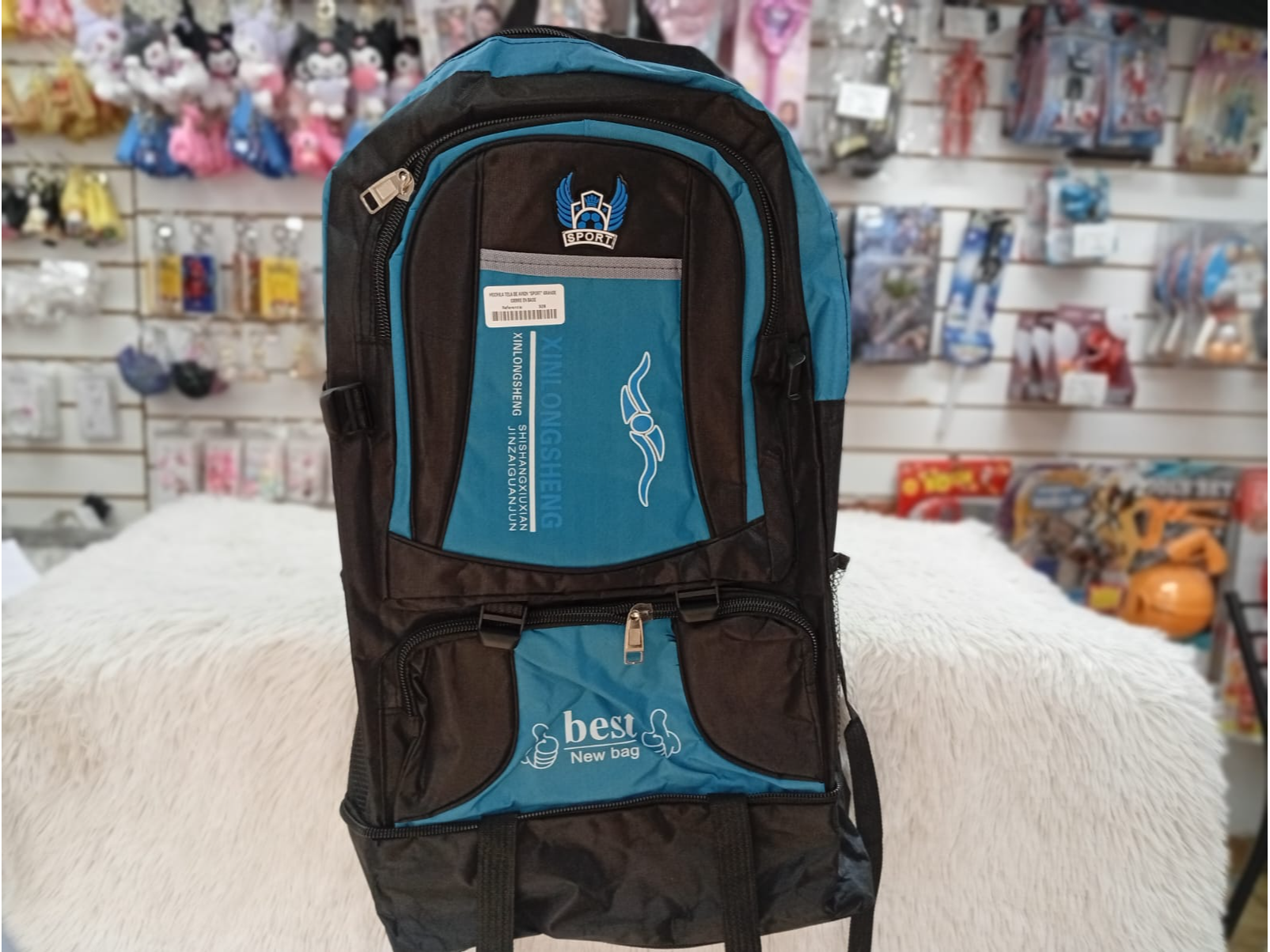 MOCHILA TELA DE AVION "SPORT" GRANDE CIERRE EN BASE - COD.: 328