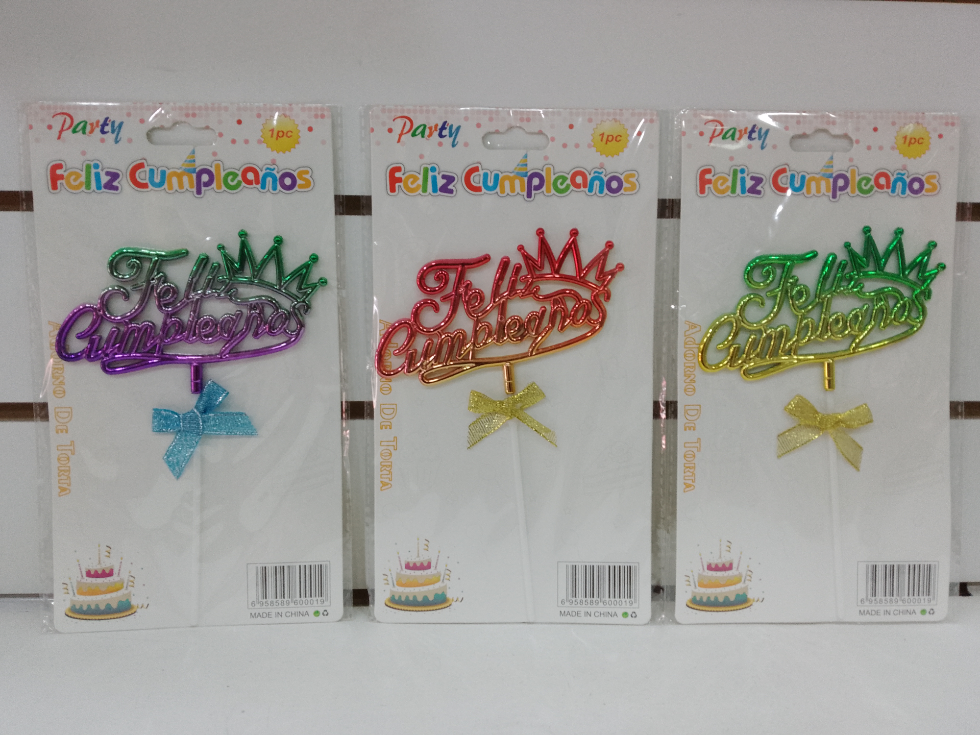 ADORNO DE TORTA "FELIZ CUMPLEAÑOS" TP9558 - COD.: 241