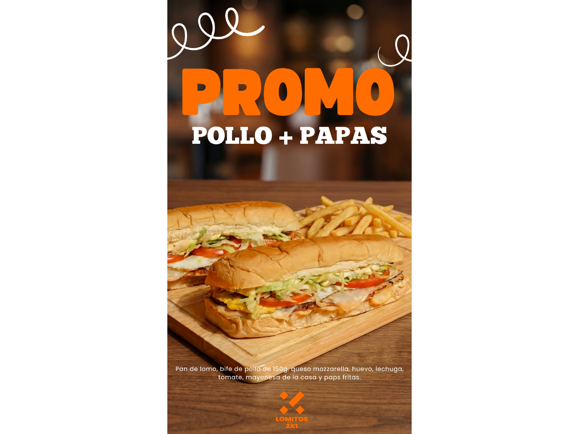 LOMITO DE POLLO CON PAPAS
