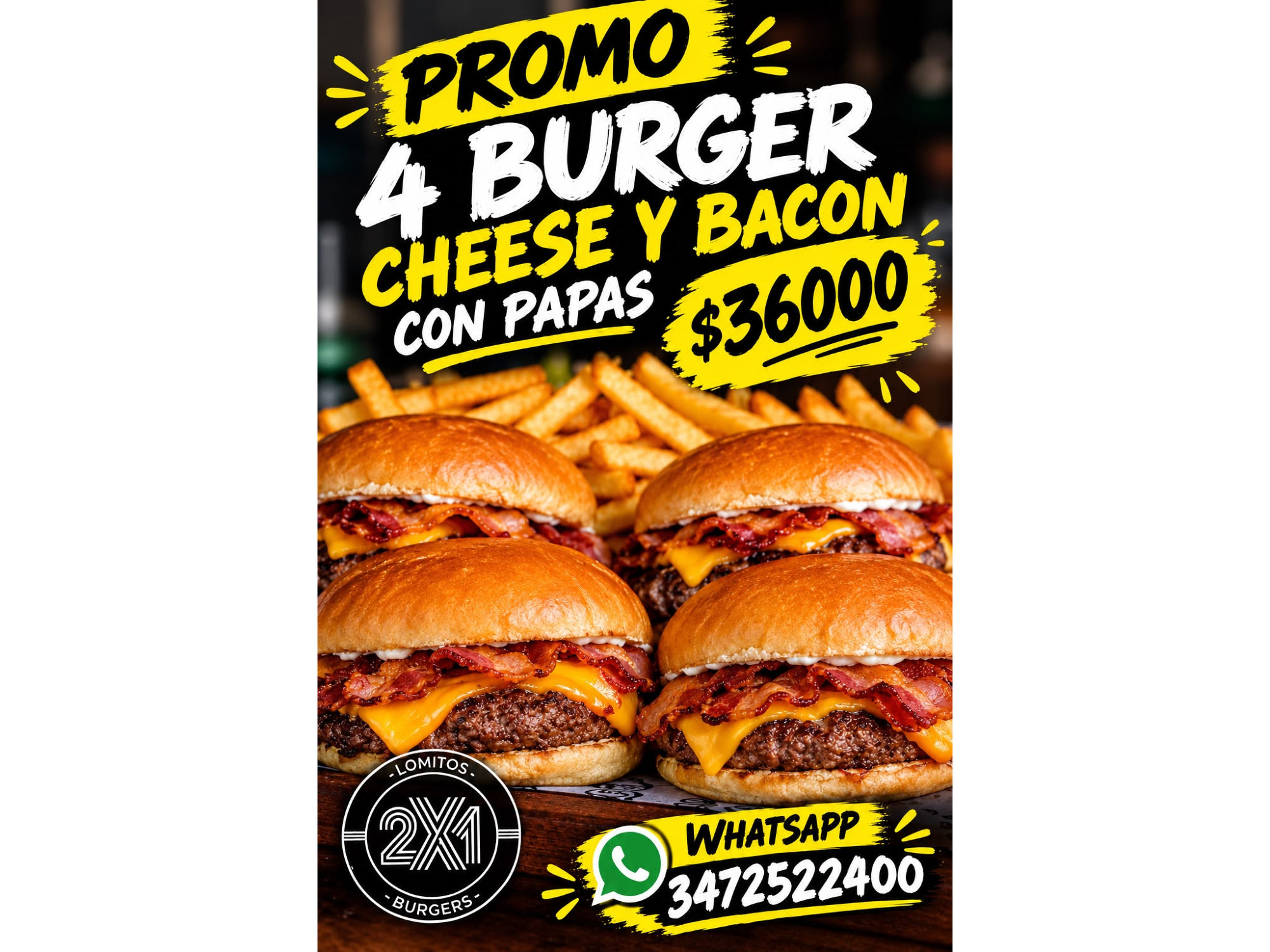 PROMO 4 BURGER CHEESE  Y BACON