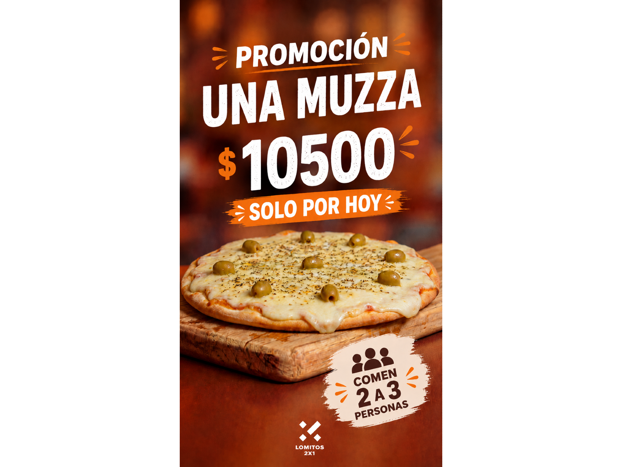 PIZZA MUZZA COMEN 2 A 3 PERSONAS