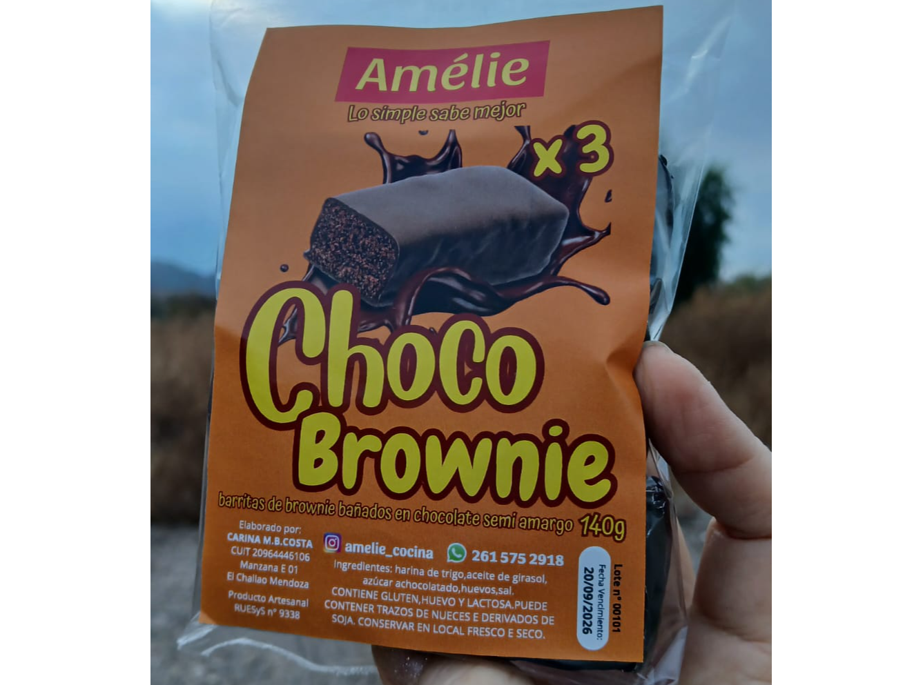 Choco Brownie Barritas x 03 un de Amélie