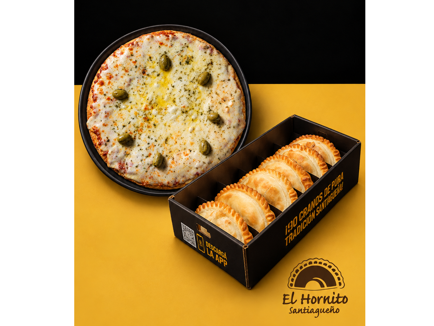 PROMO 6 EMPANADAS XL + PIZZA 8 PORCIONES