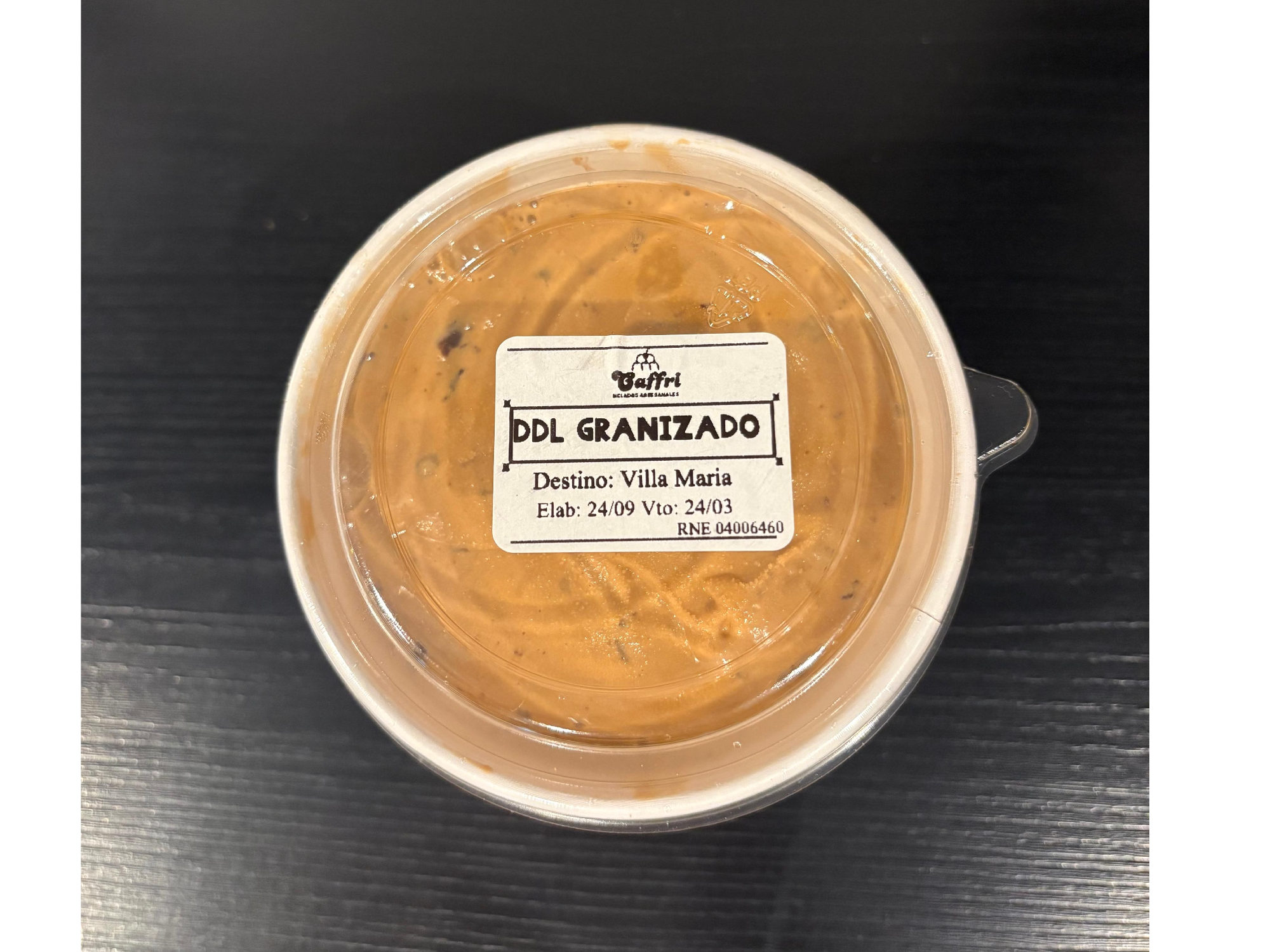 HELADO ARTESANAL CAFFRI DULCE DE LECHE GRANIZADO 250 GRS