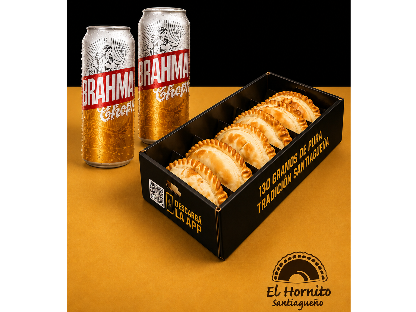 6 EMPANADAS XL + 2 LATAS DE CERVEZA 473 ML