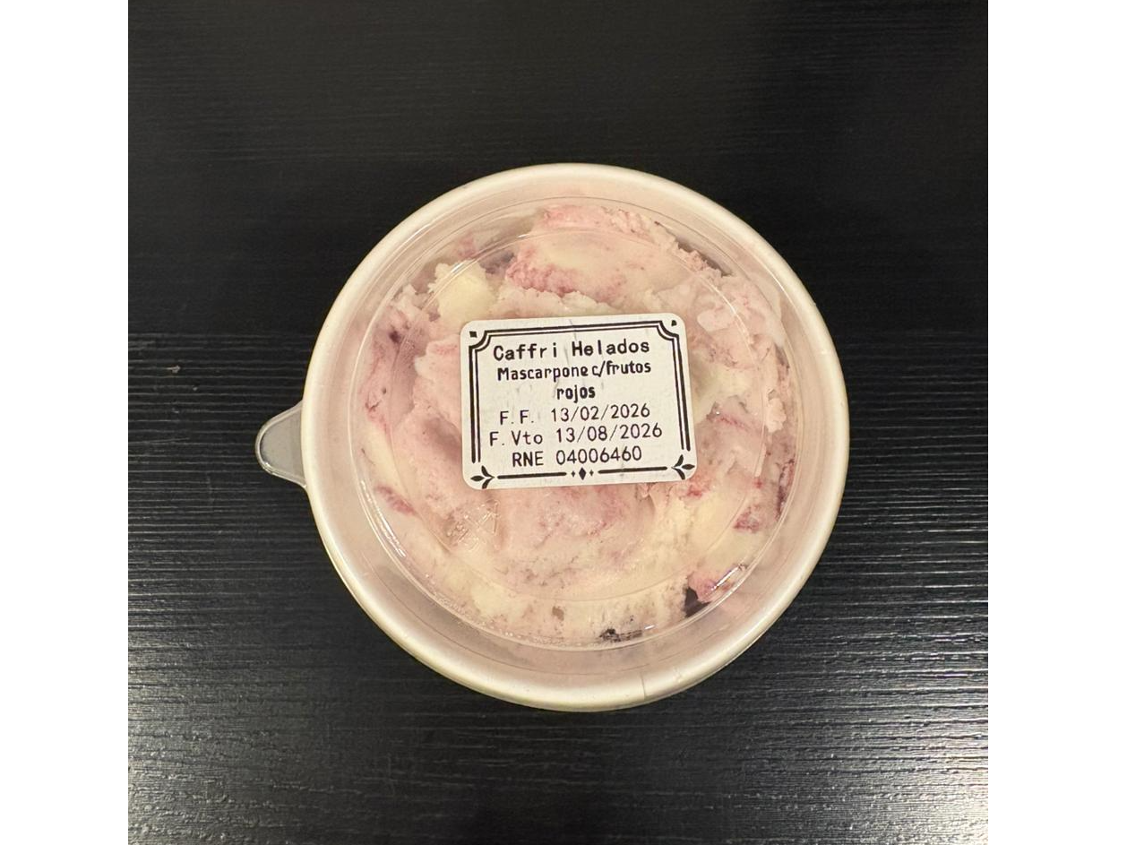 HELADO ARTESANAL CAFFRI MASCARPONE C/ FRUTOS ROJOS 250 GRS
