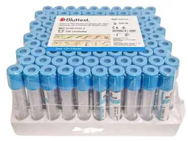 Tubos con citrato al vacio Bluttest 3ml x 100u