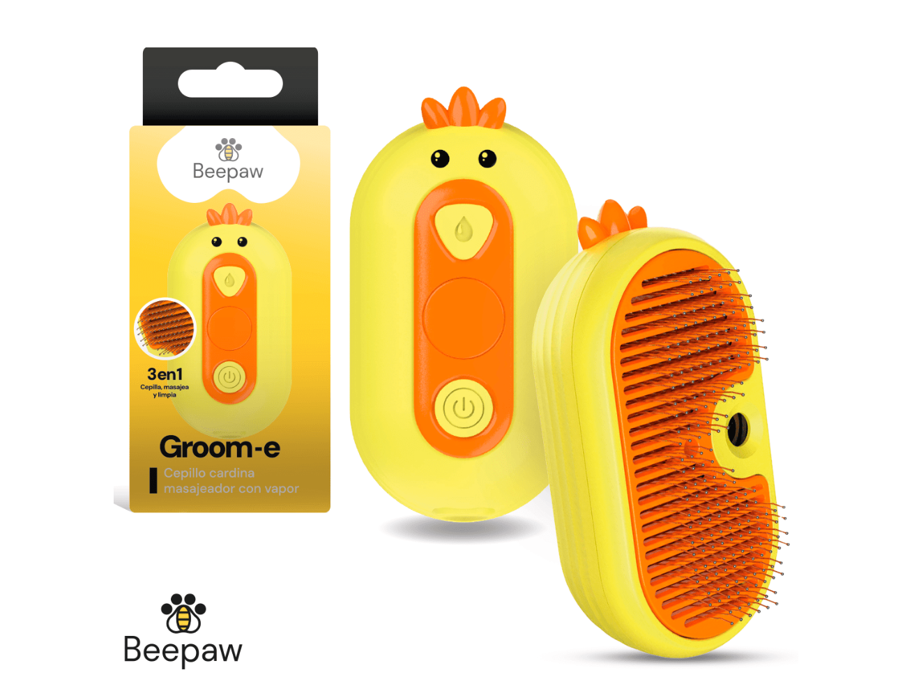 Cepillo con vapor y cardina Beepaw Groom-E