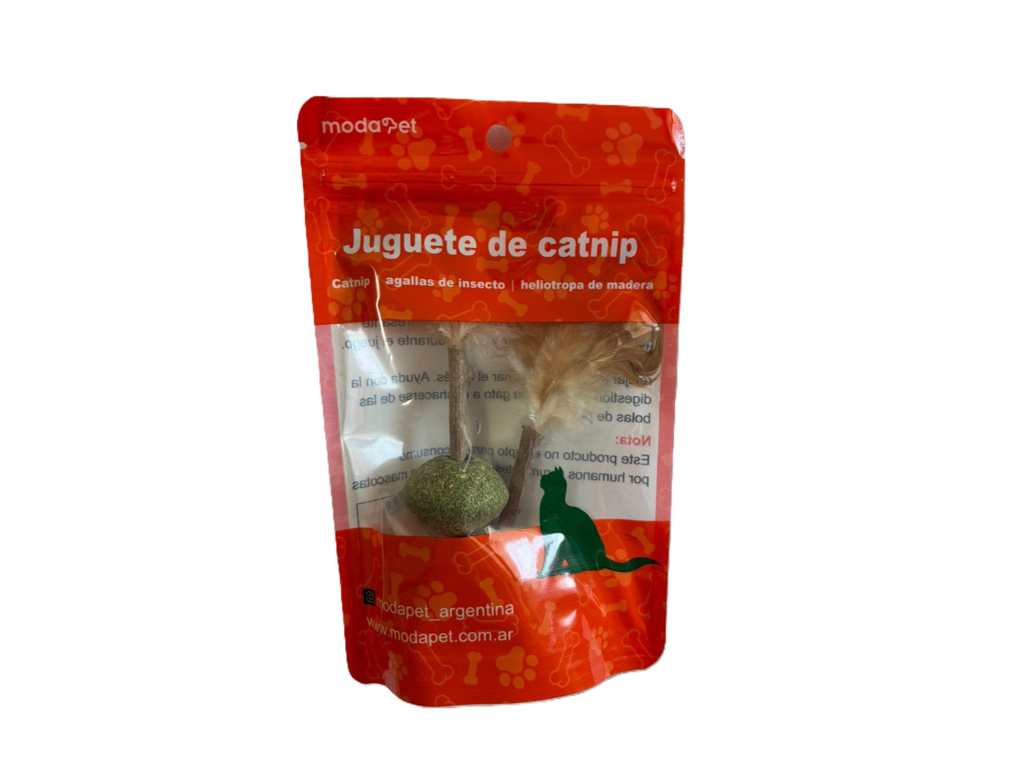 Juguete catnip con plumas