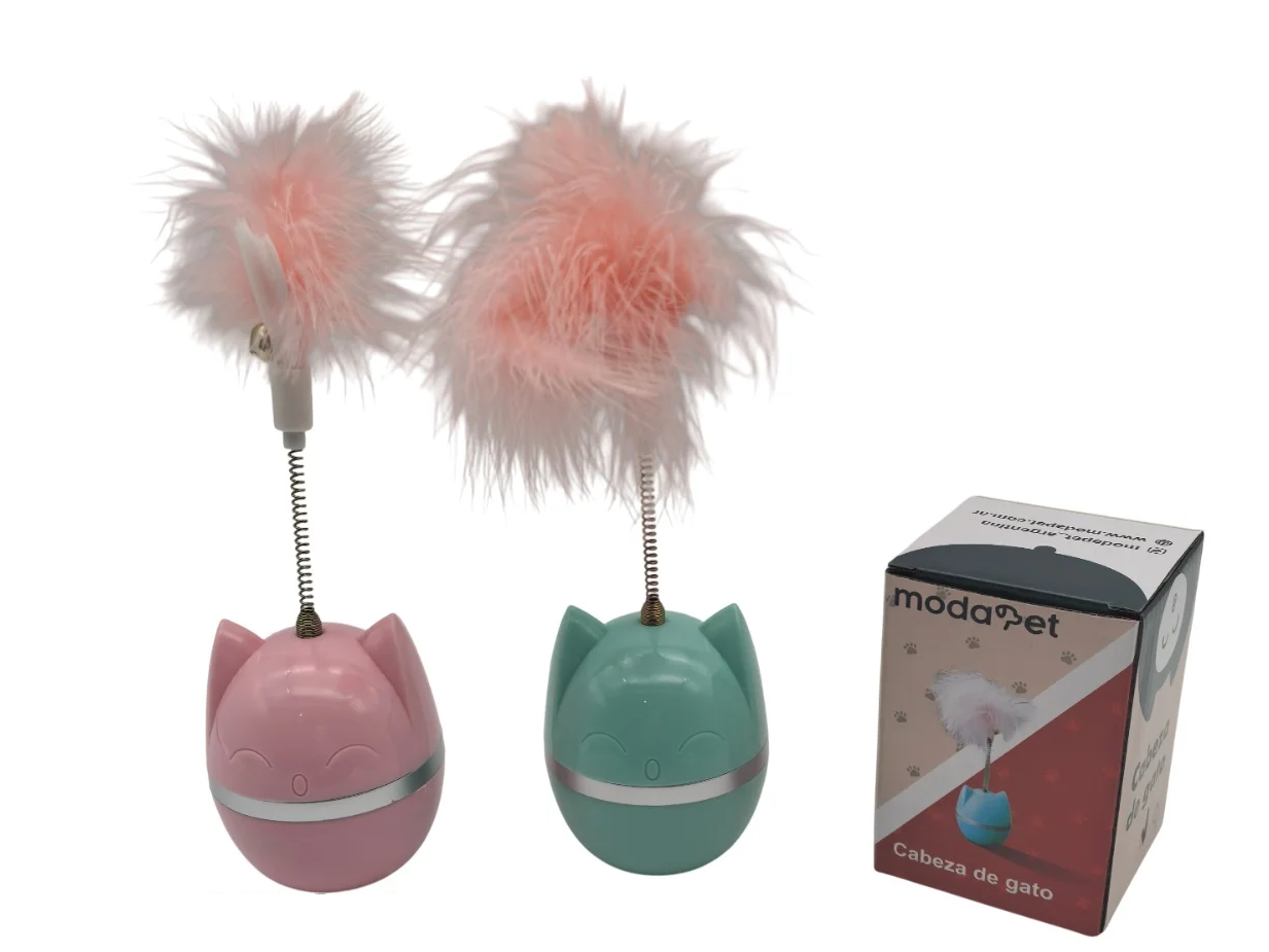 Cabeza de gato celeste y rosa