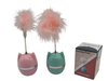 Cabeza de gato celeste y rosa