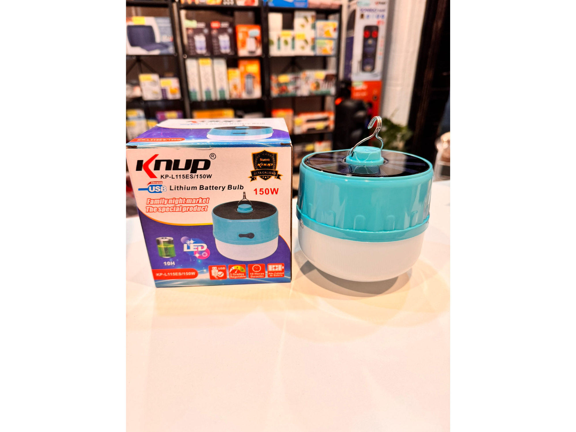 Lámpara LED Solar Recargable 150W Knup | USB + Hasta 10 Horas