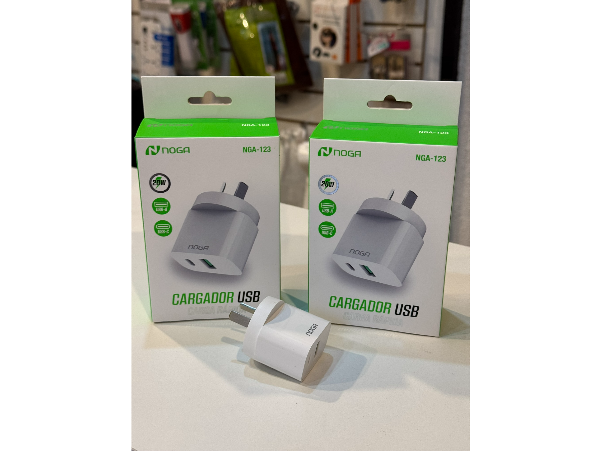 Cargador USB NOGA 20W Carga Rápida | USB-C + USB-A