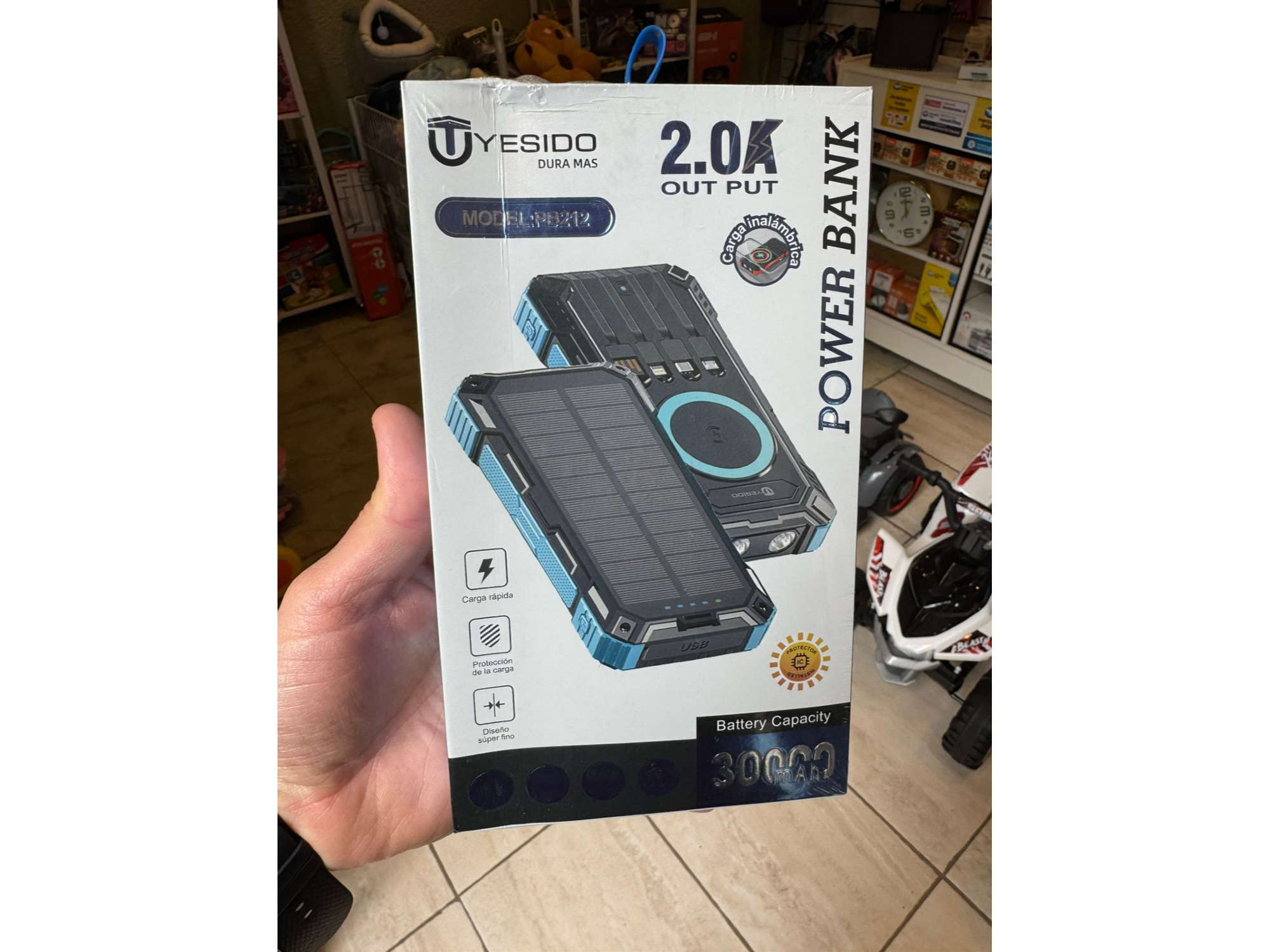 Power Bank Yesido  30000mAh Solar Carga Inalámbrica