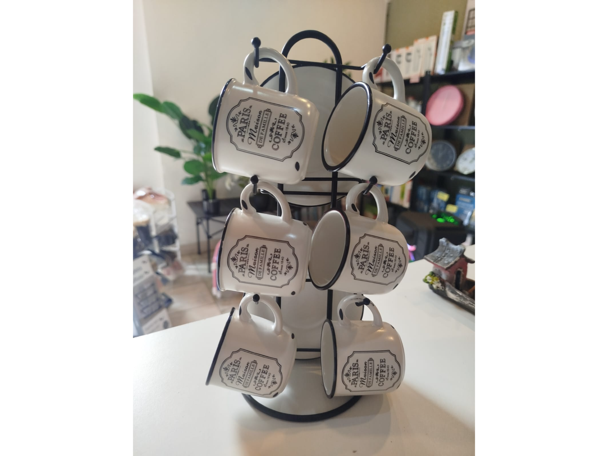 ☕ Juego de Café Vintage Paris 12 Piezas con Soporte Metálico