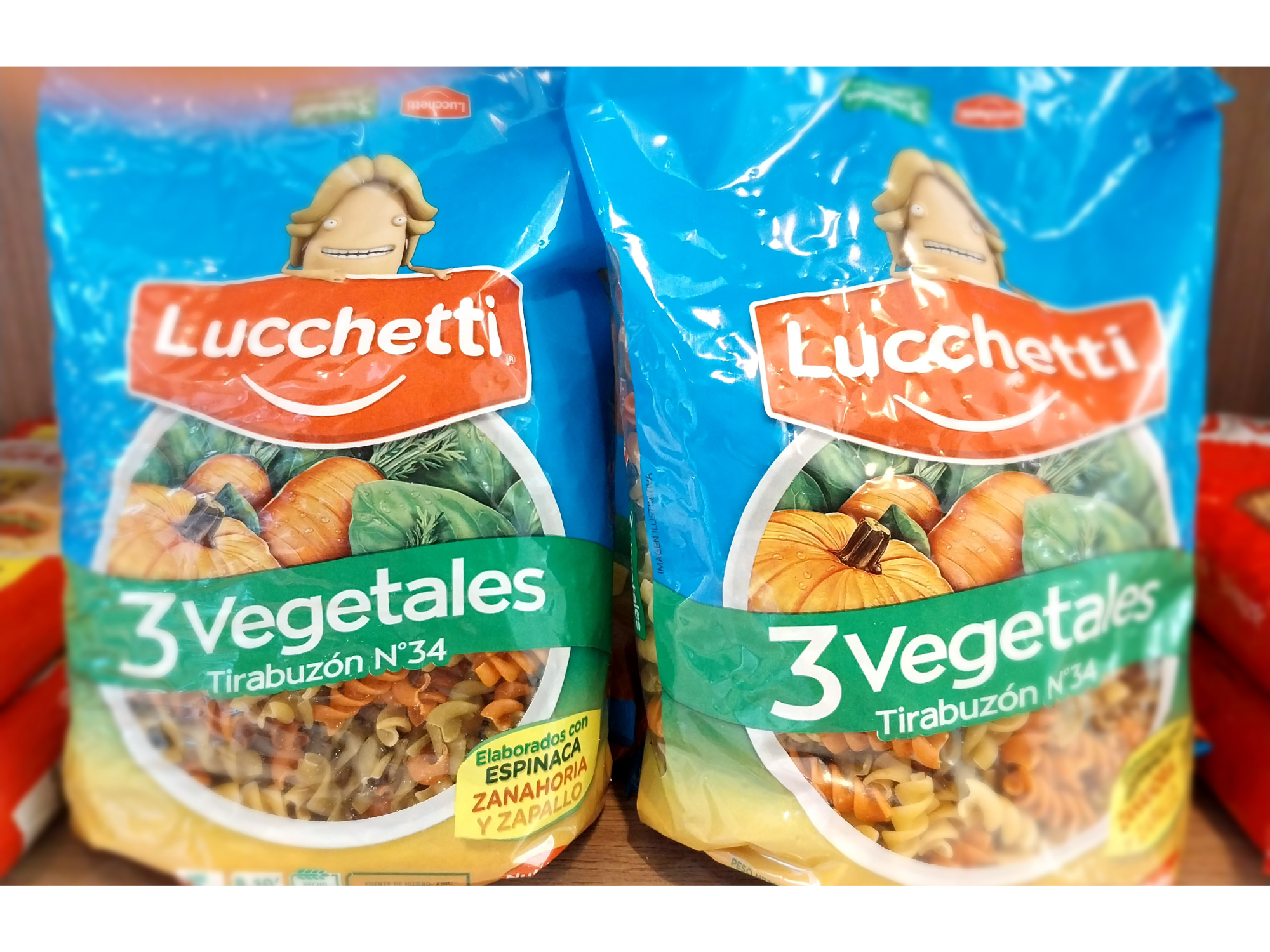 FIDEOS TIRABUZON "LUCCHETTI" 3 VEGETALES