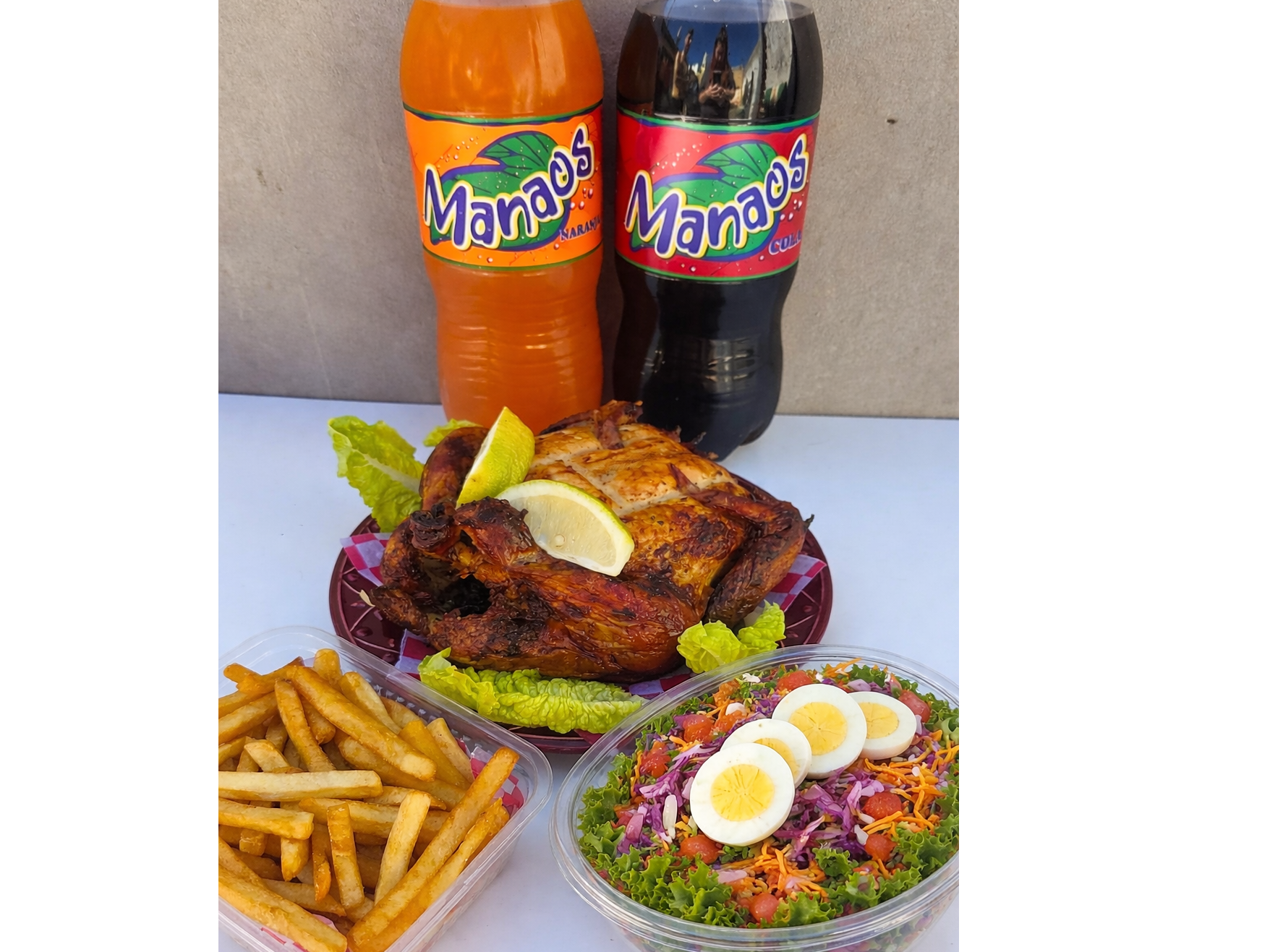 Pollo + Fritas + Ensalada Mixta + Manaos 2.25