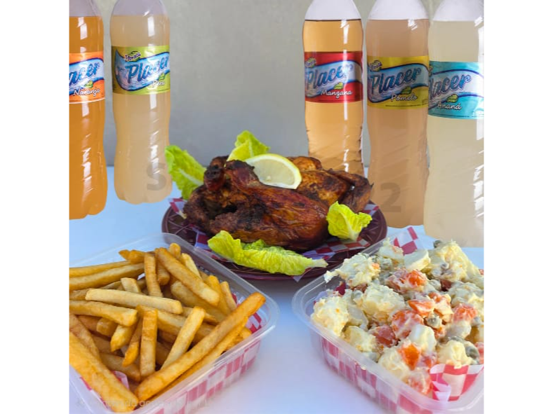 Pollo + Fritas y rusa chicas + Placer 1.5L