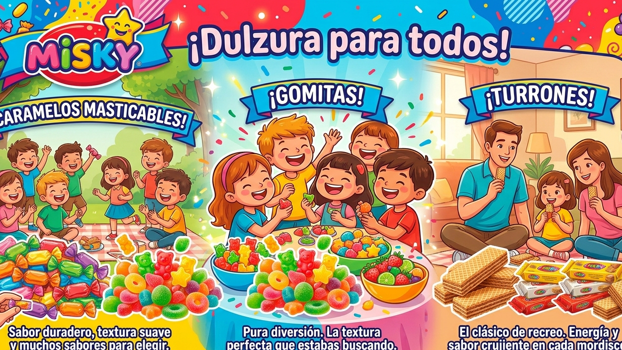 GOLOSINAS MISKY (CARAMELOS MASTICABLES, GOMITAS Y TURRÓN)