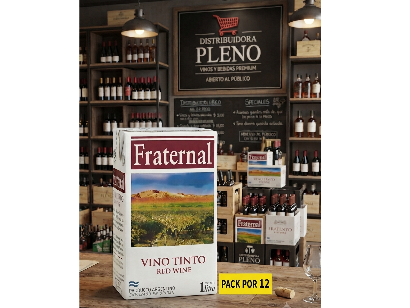 VINI FRATERNAL TINTO 1 LT PACK X 12